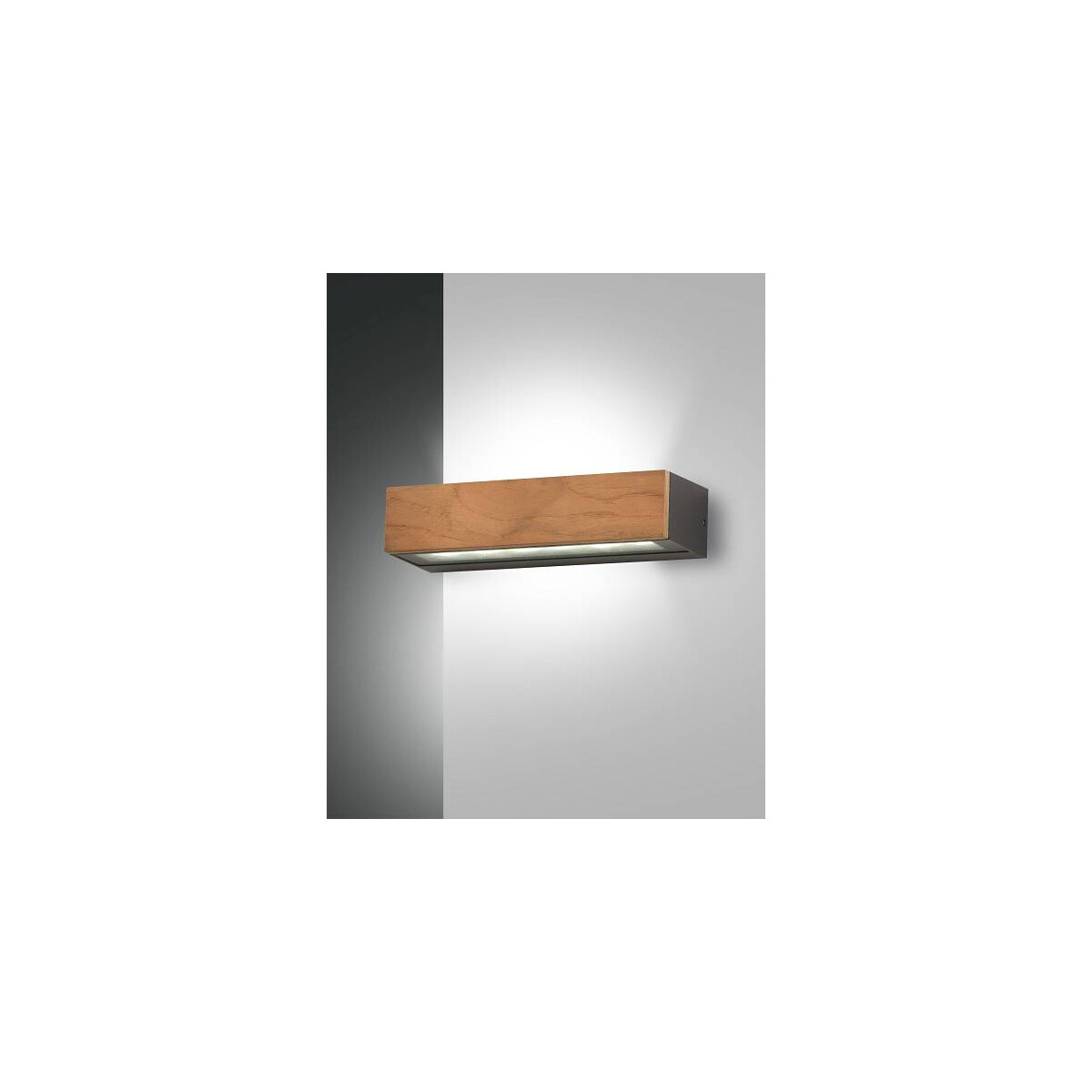 Fabas Luce Hazel Wandleuchte LED 1x13W Metall und Holz mit Glas Teakholz
