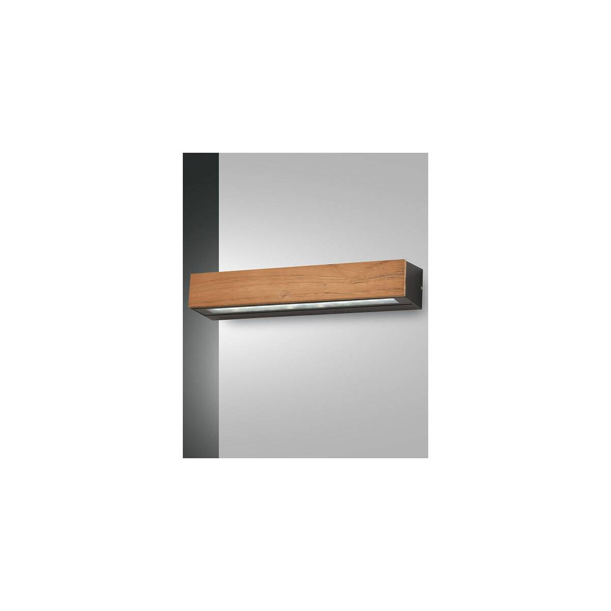 Fabas Luce Hazel Wandleuchte LED 1x20W Metall und Holz mit Glas Teakholz