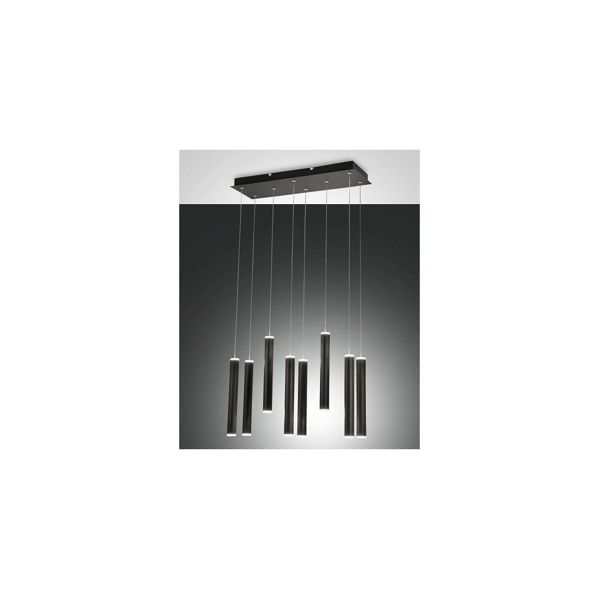 Fabas Luce Prado Pendelleuchte LED 8x 65W Metall- und Methacrylat Schwarz