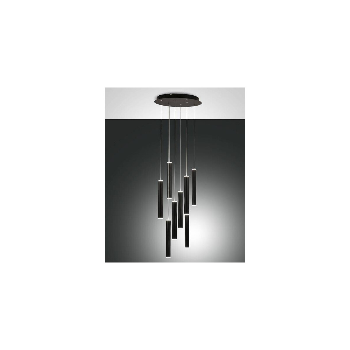 Fabas Luce Prado Pendelleuchte LED 8x 65W Metall- und Methacrylat Schwarz