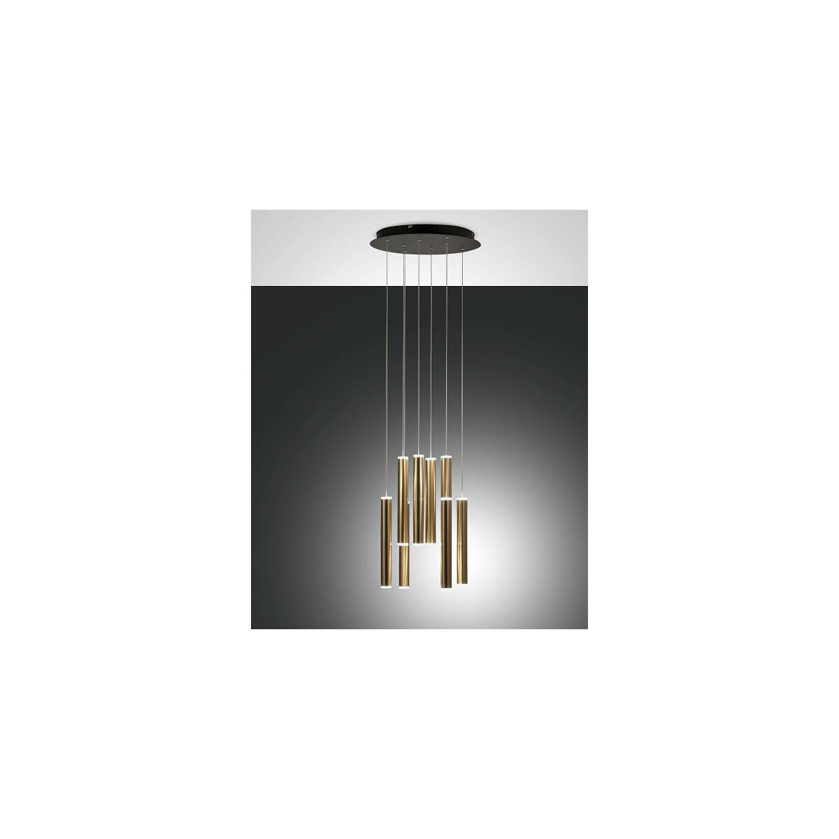 Fabas Luce Prado Pendelleuchte LED 8x 65W Metall- und Methacrylat Schwarz/Gold