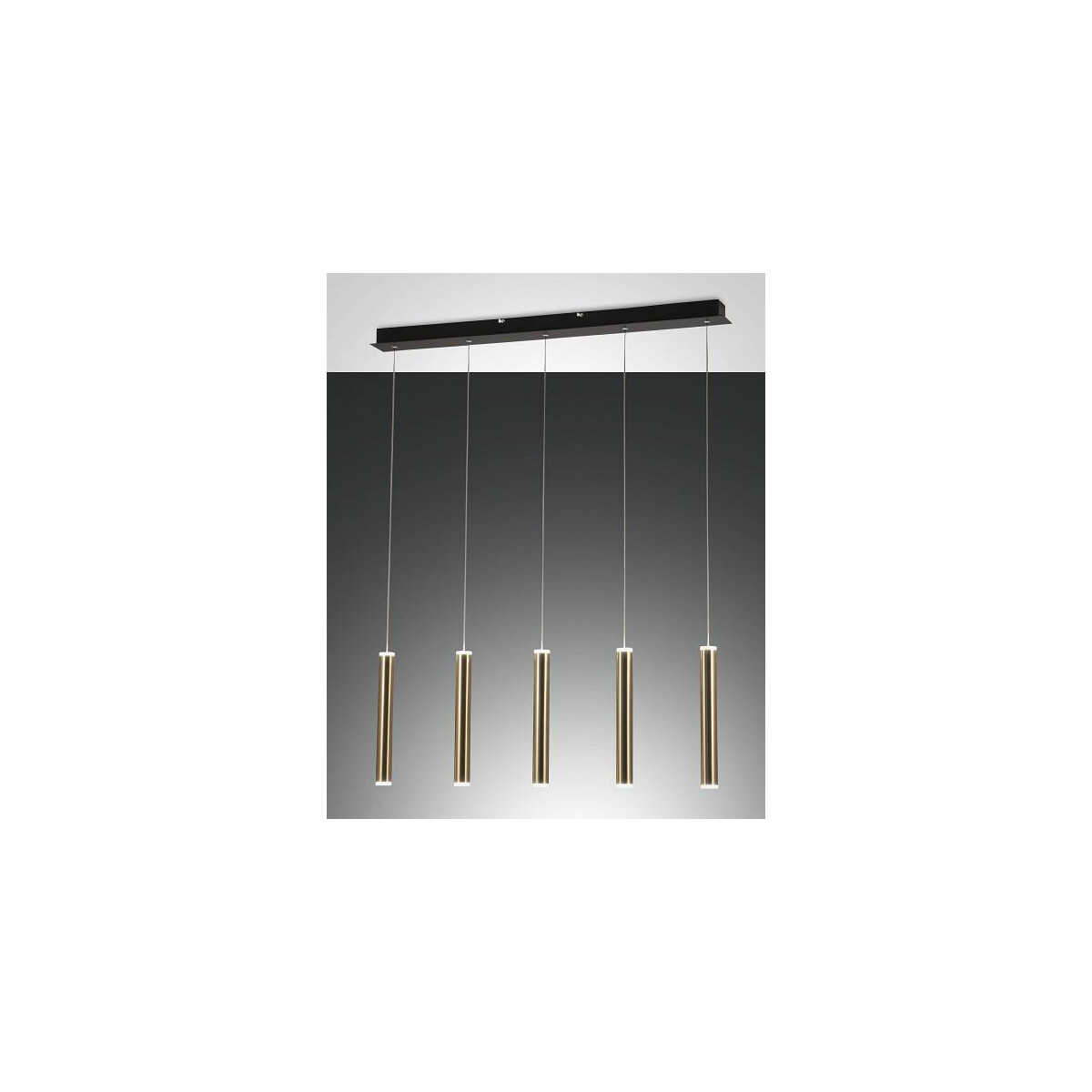Fabas Luce Prado Pendelleuchte LED 5x 66W Metall- und Methacrylat Schwarz/Gold