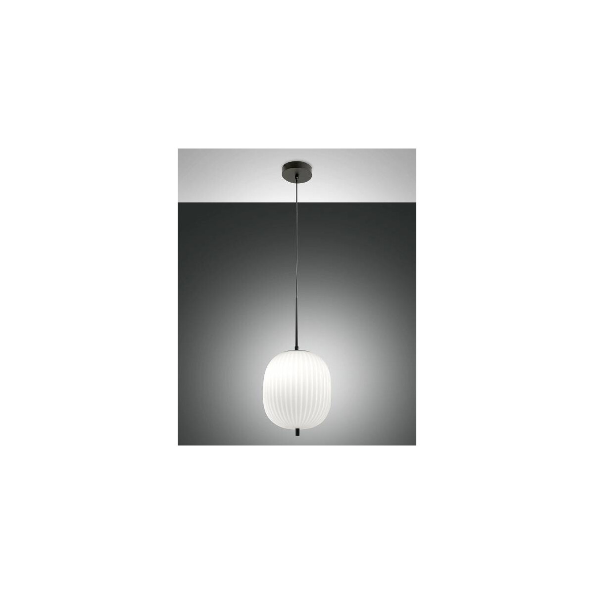 Fabas Luce Domizia Pendelleuchte E27 1x 40W Metall und geblasenes Glas Schwarz