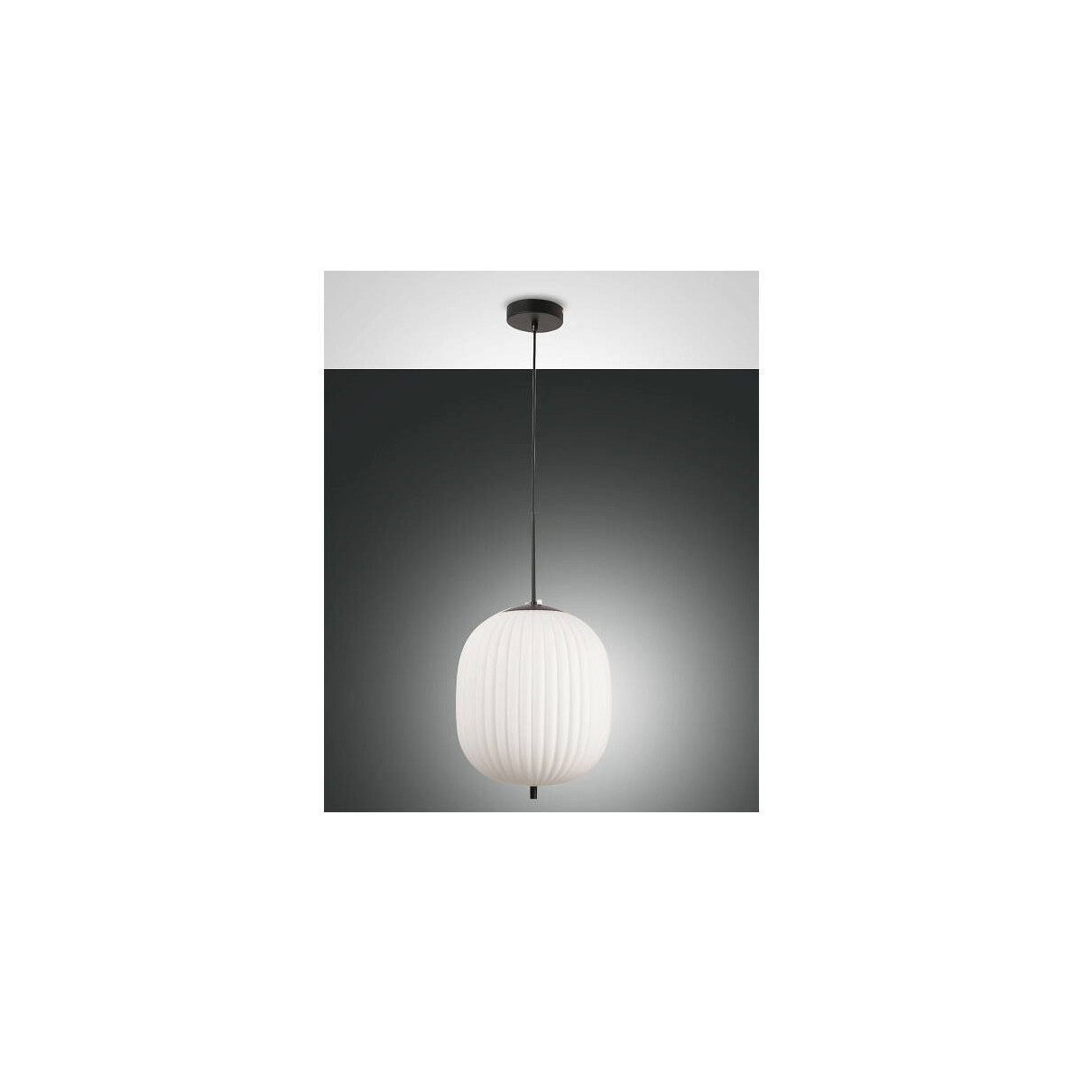 Fabas Luce Domizia Pendelleuchte E27 1x 40W Metall und geblasenes Glas Schwarz