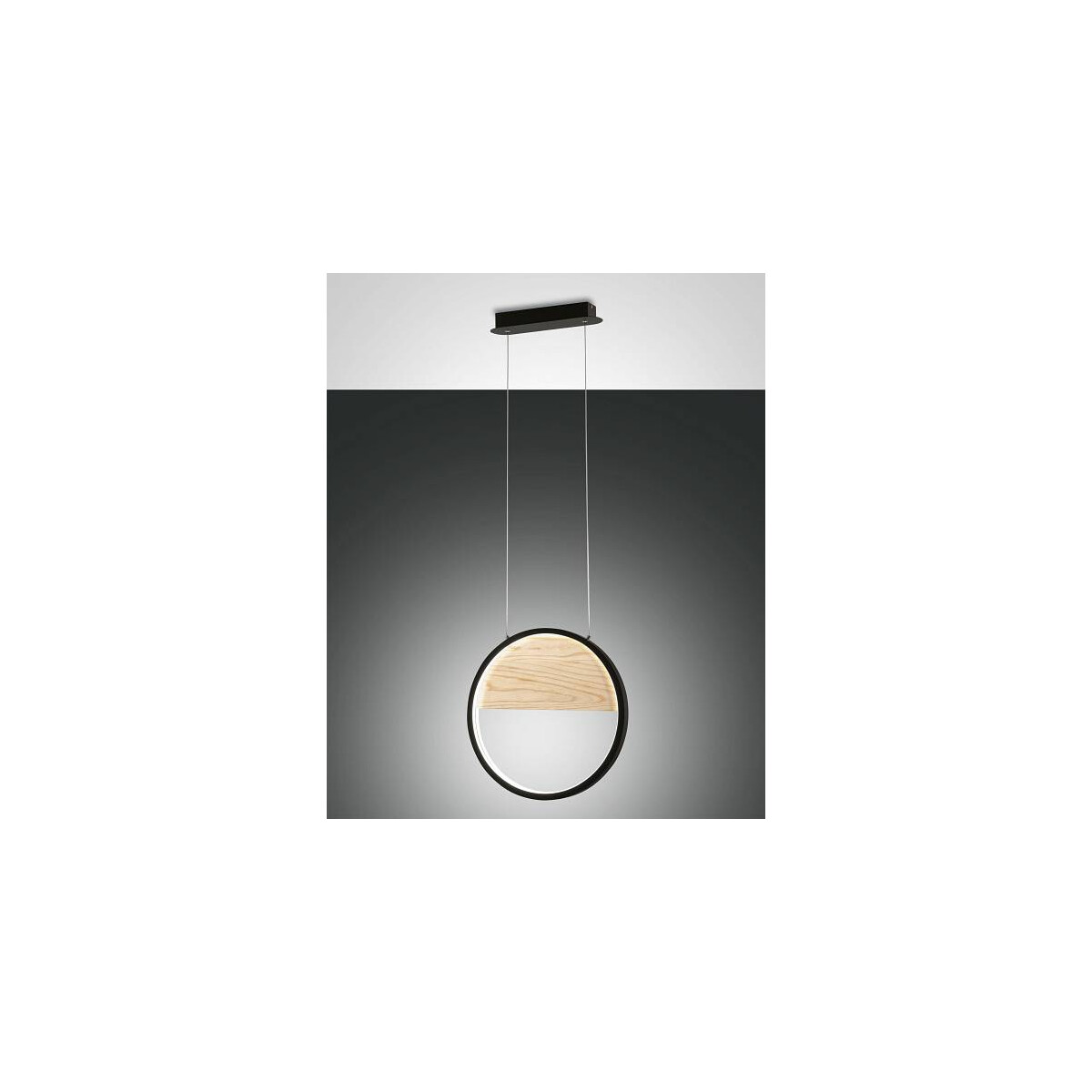 Fabas Luce Pierre Pendelleuchte LED 1x 29W Metall und Holz Schwarz