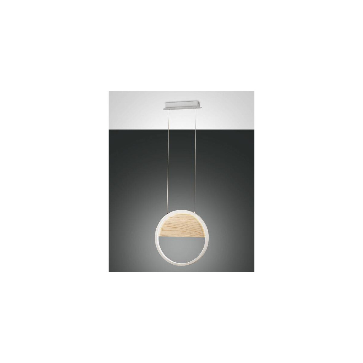 Fabas Luce Pierre Pendelleuchte LED 1x 29W Metall und Holz Weiss