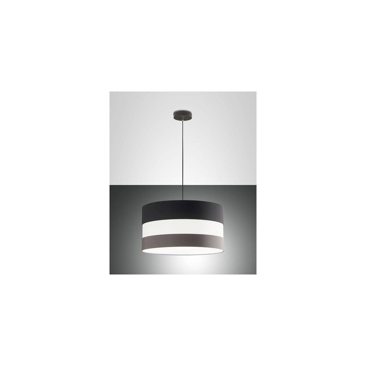 Fabas Luce Arona Pendelleuchte E27 3x40W Metall und Stoff Grautöne