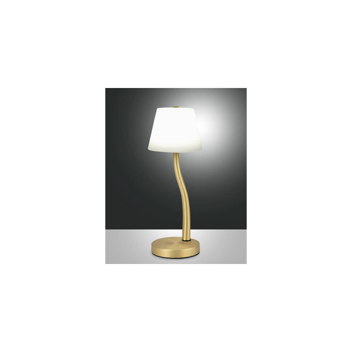 Fabas Luce Ibla Tischleuchte LED 1x9W Metall und geblasenes Glas Messing satiniert