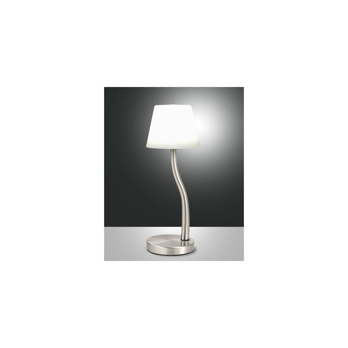 Fabas Luce Ibla Tischleuchte LED 1x9W Metall und geblasenes Glas Nickel satiniert