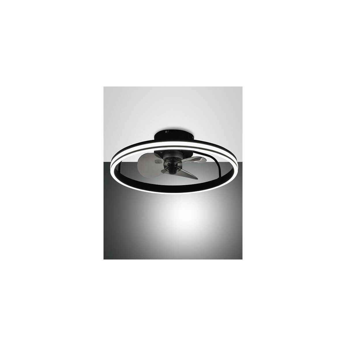 Fabas Luce Relais Deckenleuchte mit Ventilator (35W) LED (40W) Metall- und Polycarbonatstruktur Schwarz