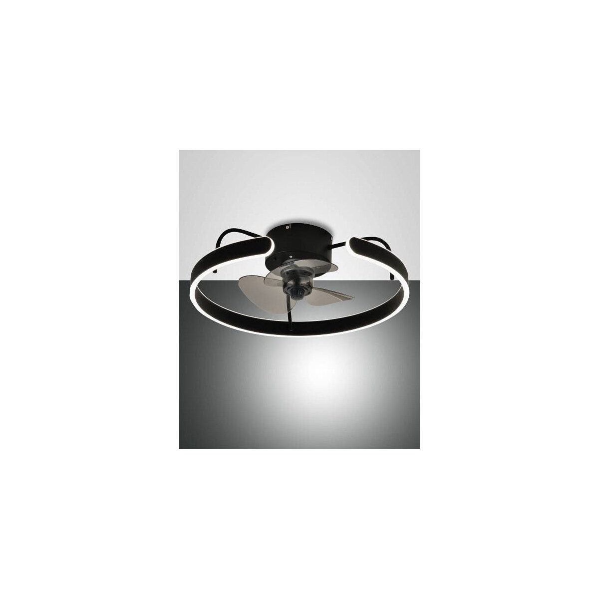 Fabas Luce Savoy Deckenleuchte mit Ventilator (35W) LED (40W) Metall- und Polycarbonatstruktur Schwarz