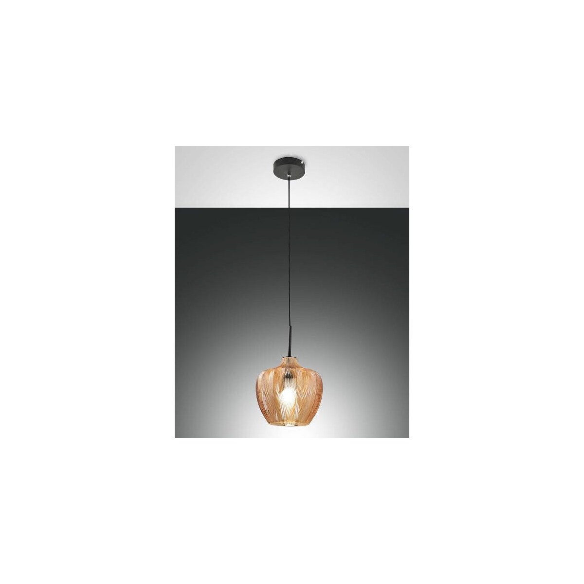 Fabas Luce Gallura Pendelleuchte E27 1x40W Metall und geblasenes Glas Amber