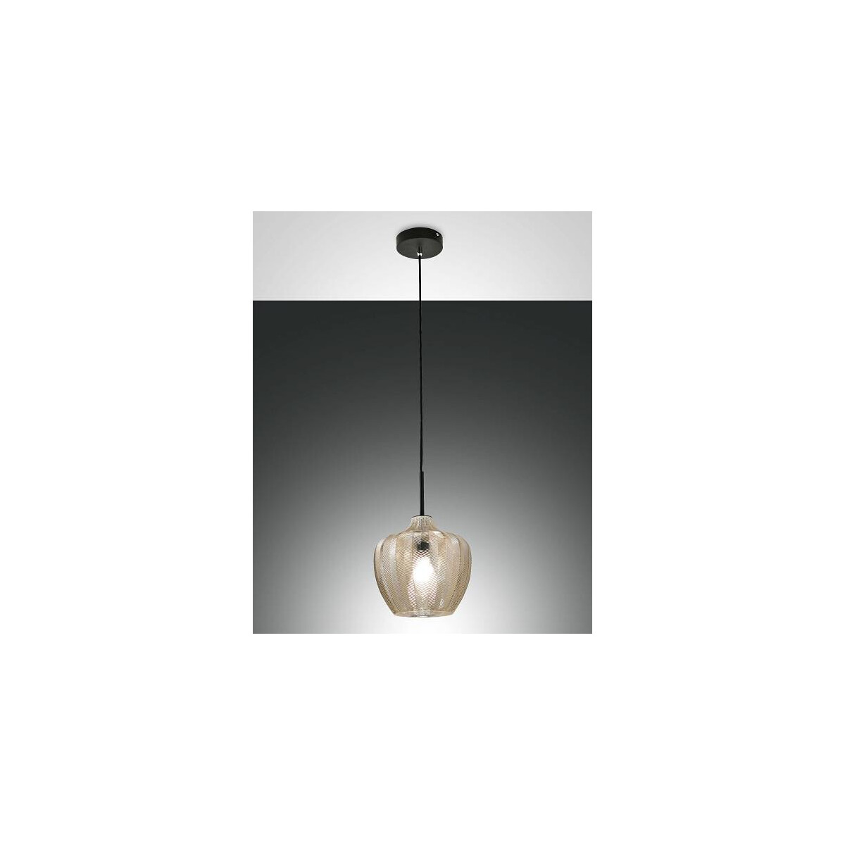 Fabas Luce Gallura Pendelleuchte E27 1x40W Metall und geblasenes Glas Champagner