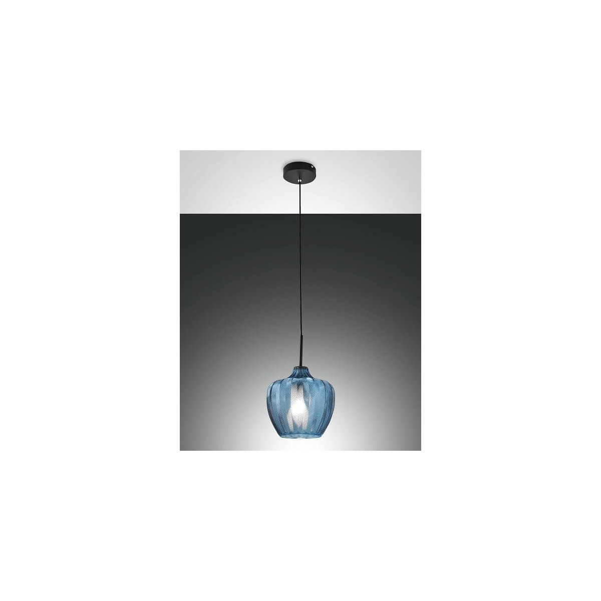Fabas Luce Gallura Pendelleuchte E27 1x40W Metall und geblasenes Glas Azurblau
