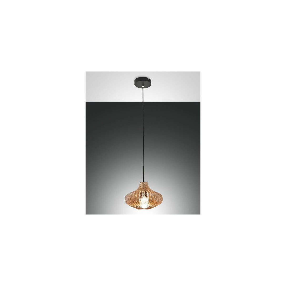 Fabas Luce Budelli Pendelleuchte E27 1x40W Metall und geblasenes Glas Amber