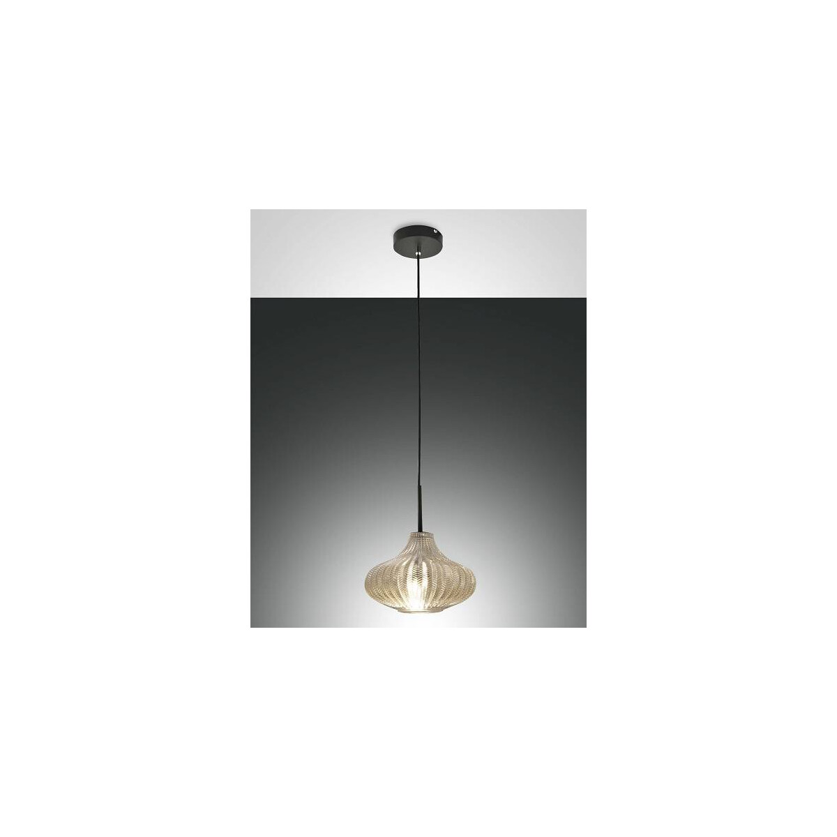 Fabas Luce Budelli Pendelleuchte E27 1x40W Metall und geblasenes Glas Champagner