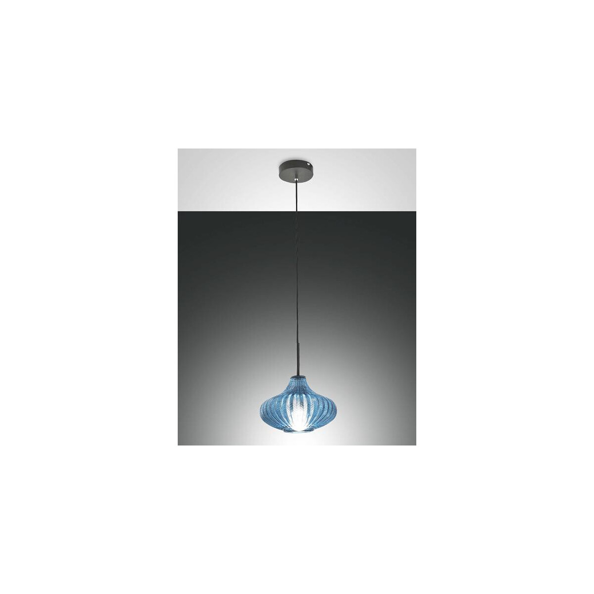 Fabas Luce Budelli Pendelleuchte E27 1x40W Metall und geblasenes Glas Azurblau