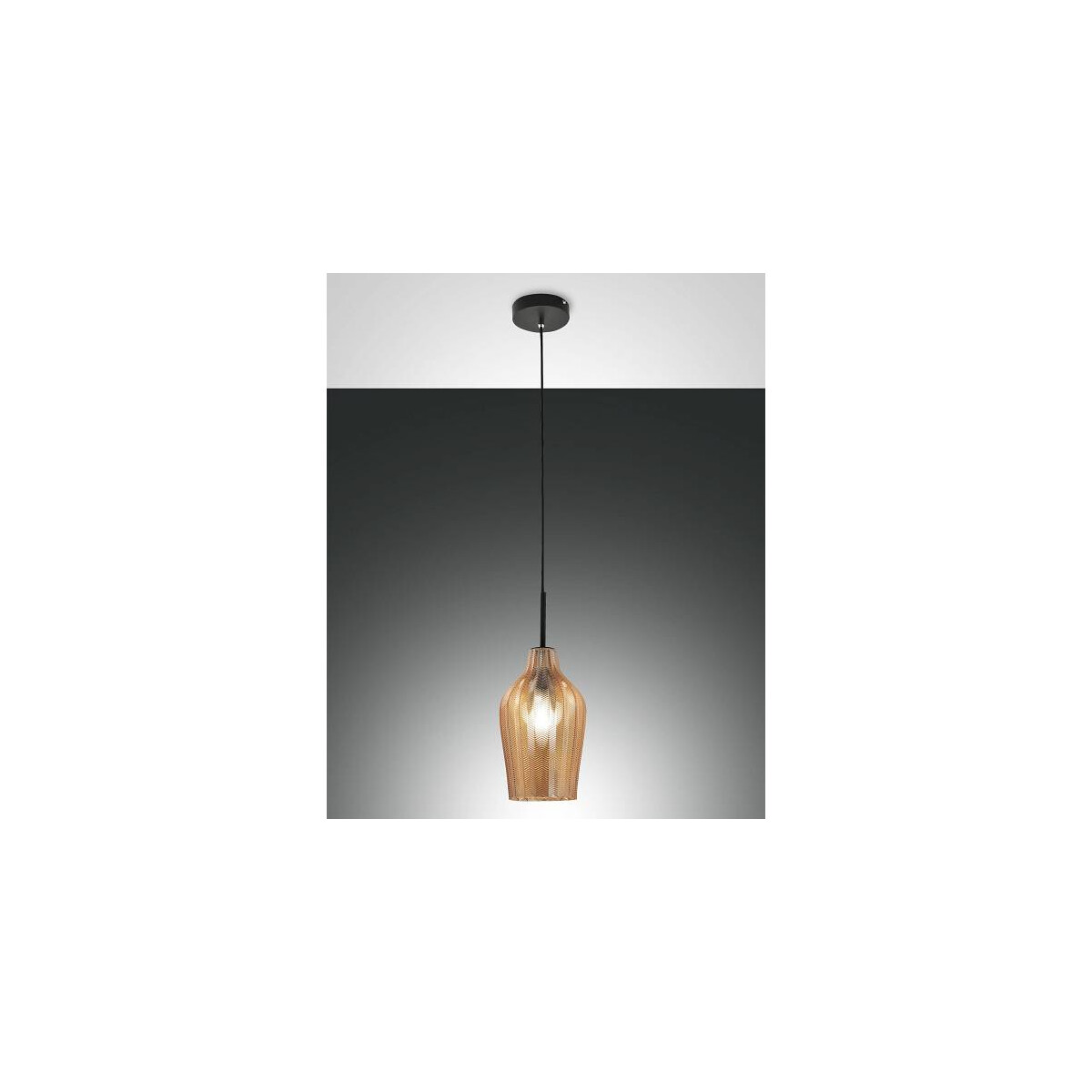 Fabas Luce Stintino Pendelleuchte E27 1x40W Metall und geblasenes Glas Amber