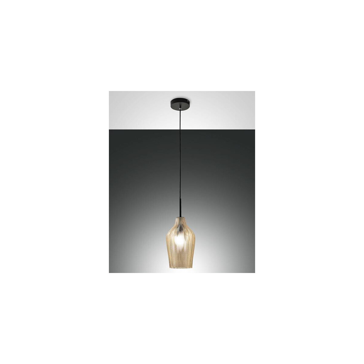 Fabas Luce Stintino Pendelleuchte E27 1x40W Metall und geblasenes Glas Champagner