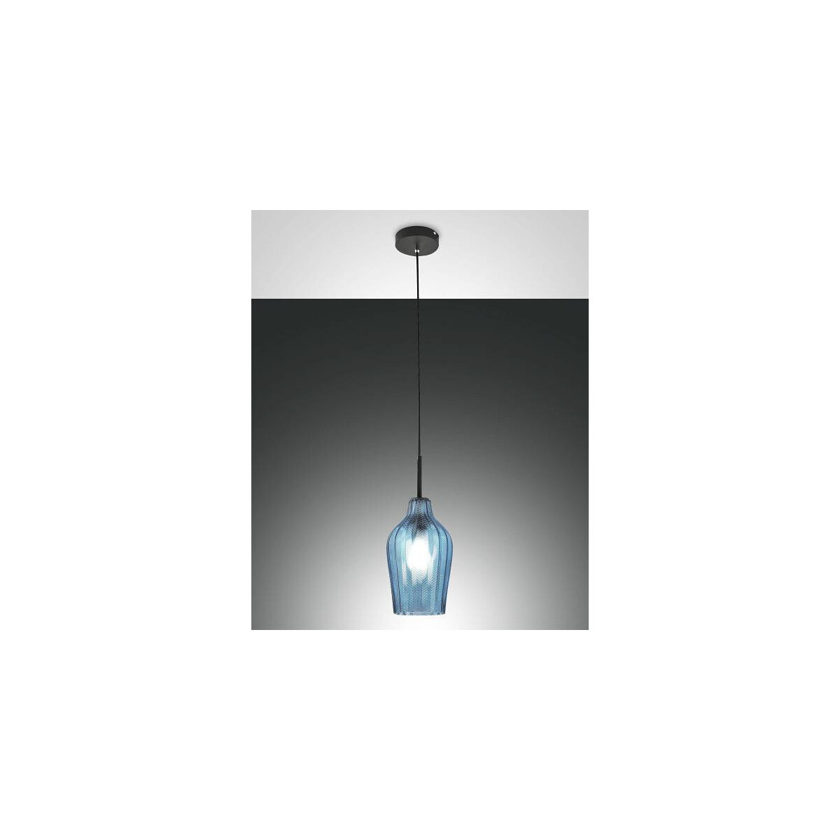 Fabas Luce Stintino Pendelleuchte E27 1x40W Metall und geblasenes Glas Azurblau
