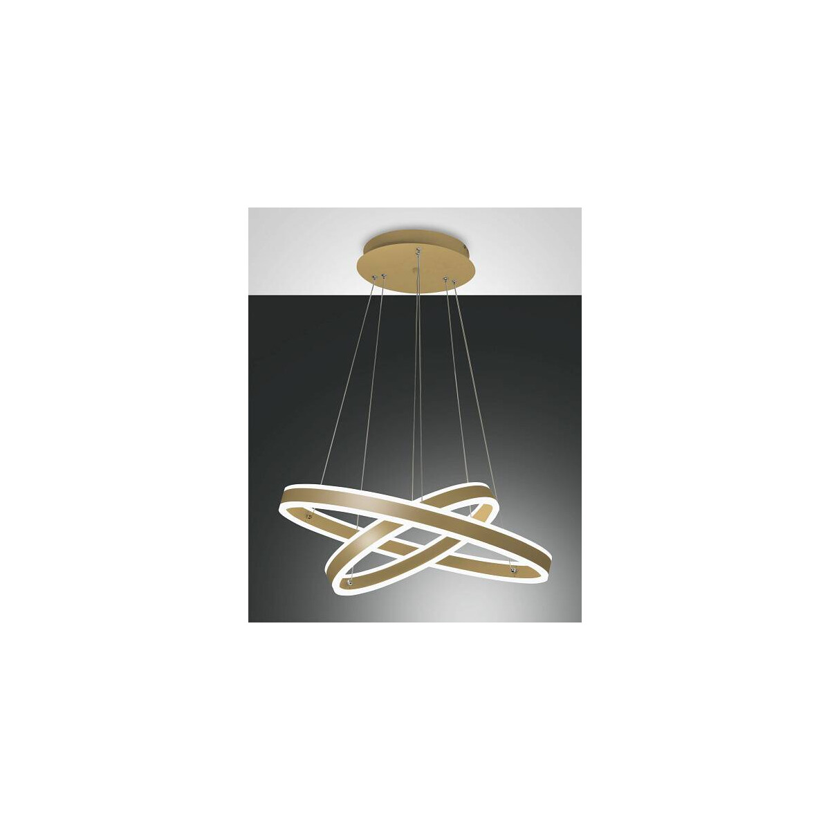 Fabas Luce Palau Pendelleuchte LED 1x66W+1x44W Metall- und Methacrylat Gold edelmatt