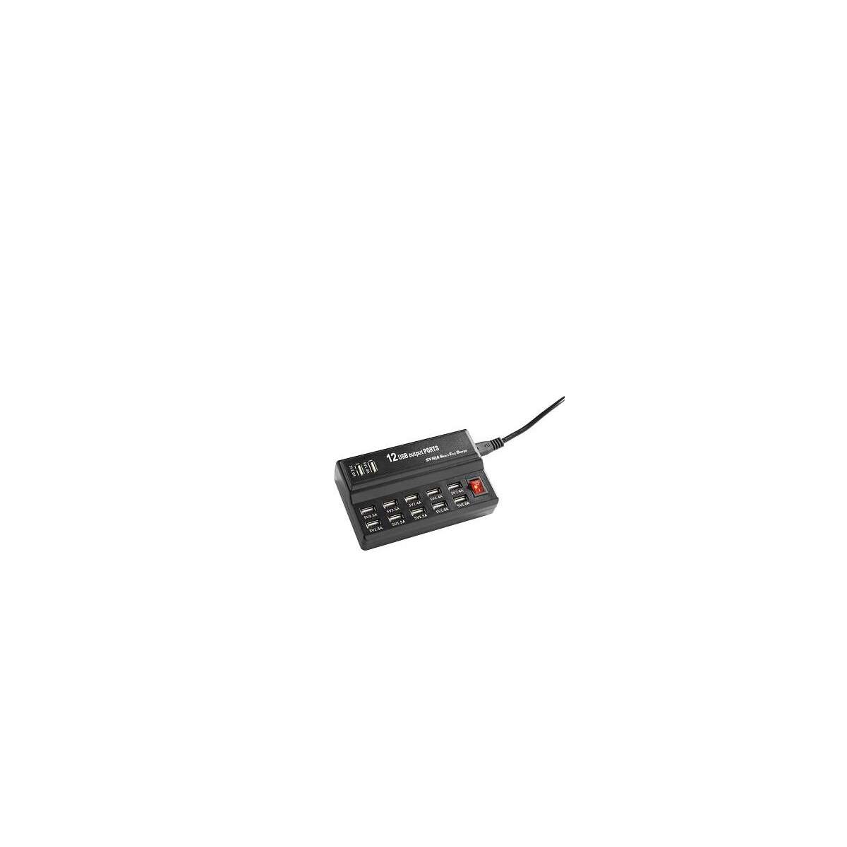 Fabas Luce USB Mehrfach Ladegerät 12 Ports maximal 45W mit Schalter Kunststoff und Metall Schwarz für Fabas Luce Akkuleuchten