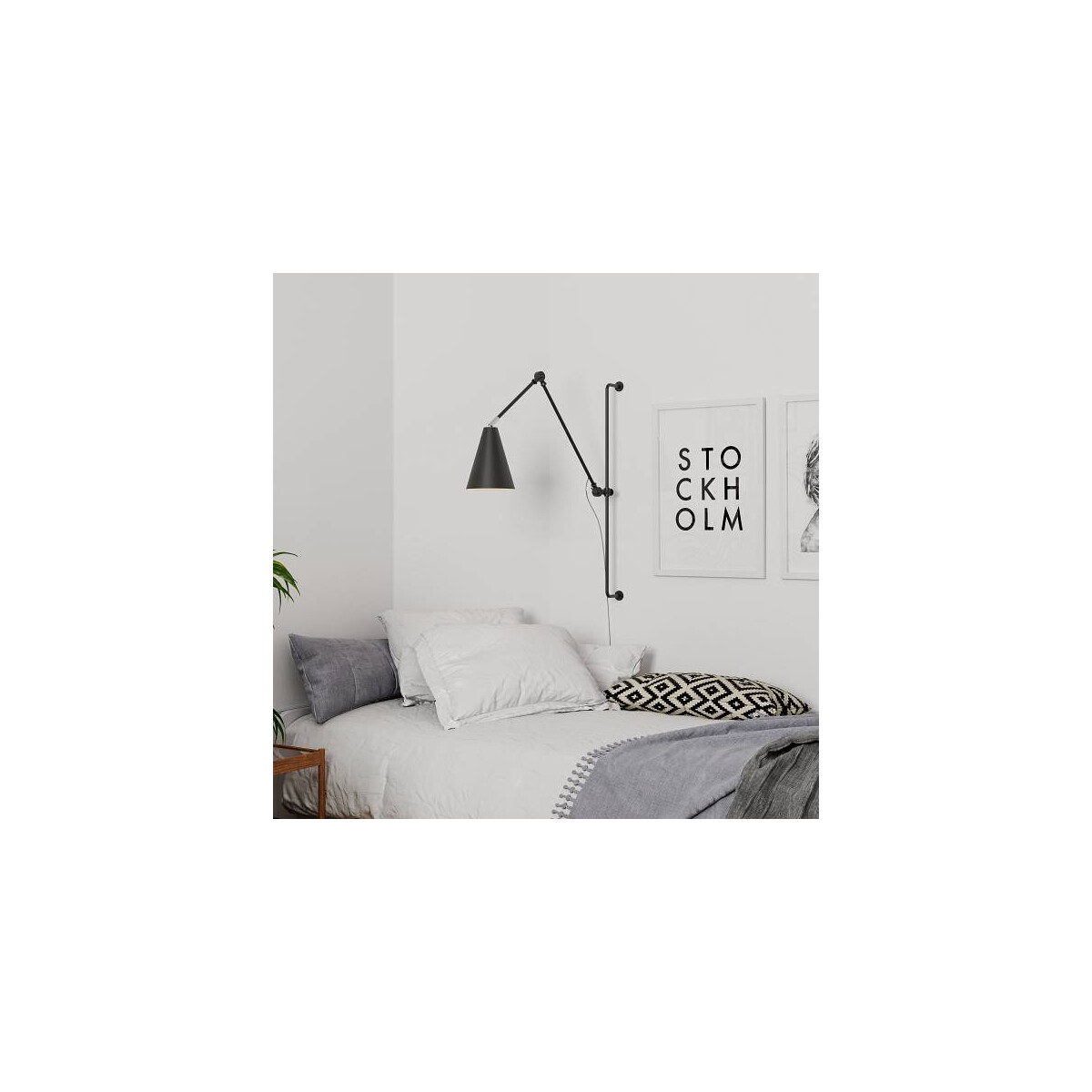 By Rydens Yukon Wandl. 1-fl. lang matt schwarz Wandleuchte