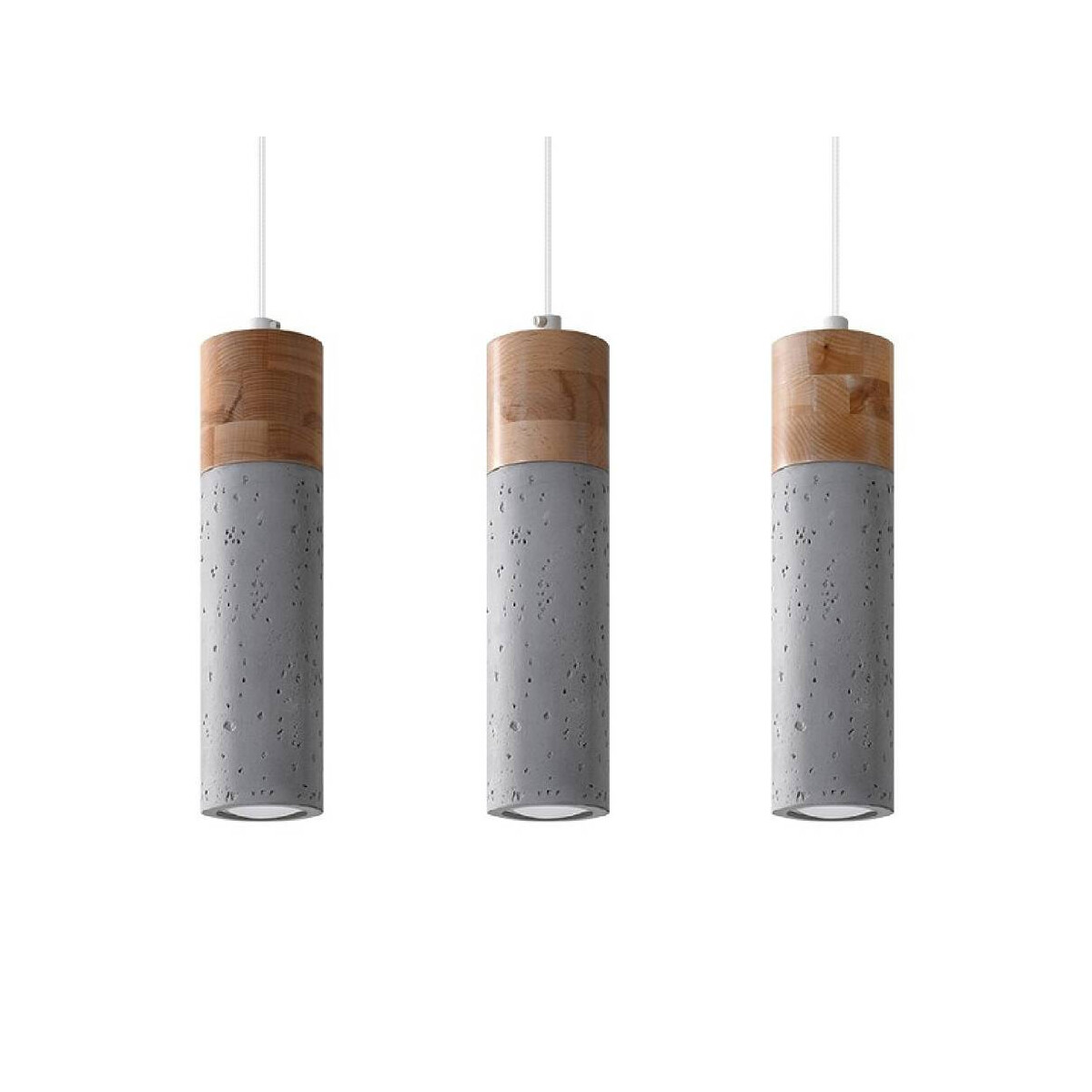 Pendelleuchte ZANE 3 Beton grau Holz 3-flammig GU10