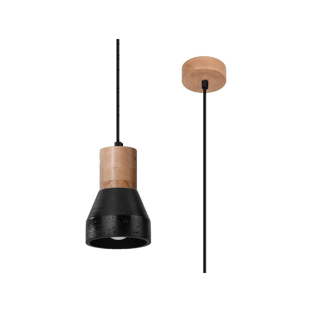 Pendelleuchte QUBIC Holz Beton schwarz E27