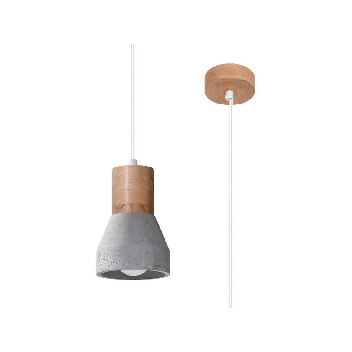 Pendelleuchte QUBIC Holz Beton grau E27