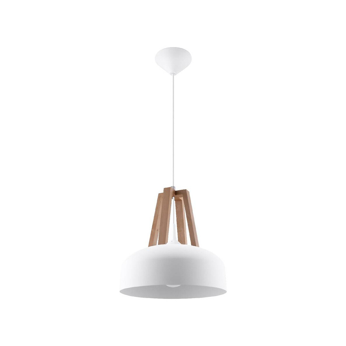 Casco Pendelleuchte Metallschirm weiß Holz natur E27