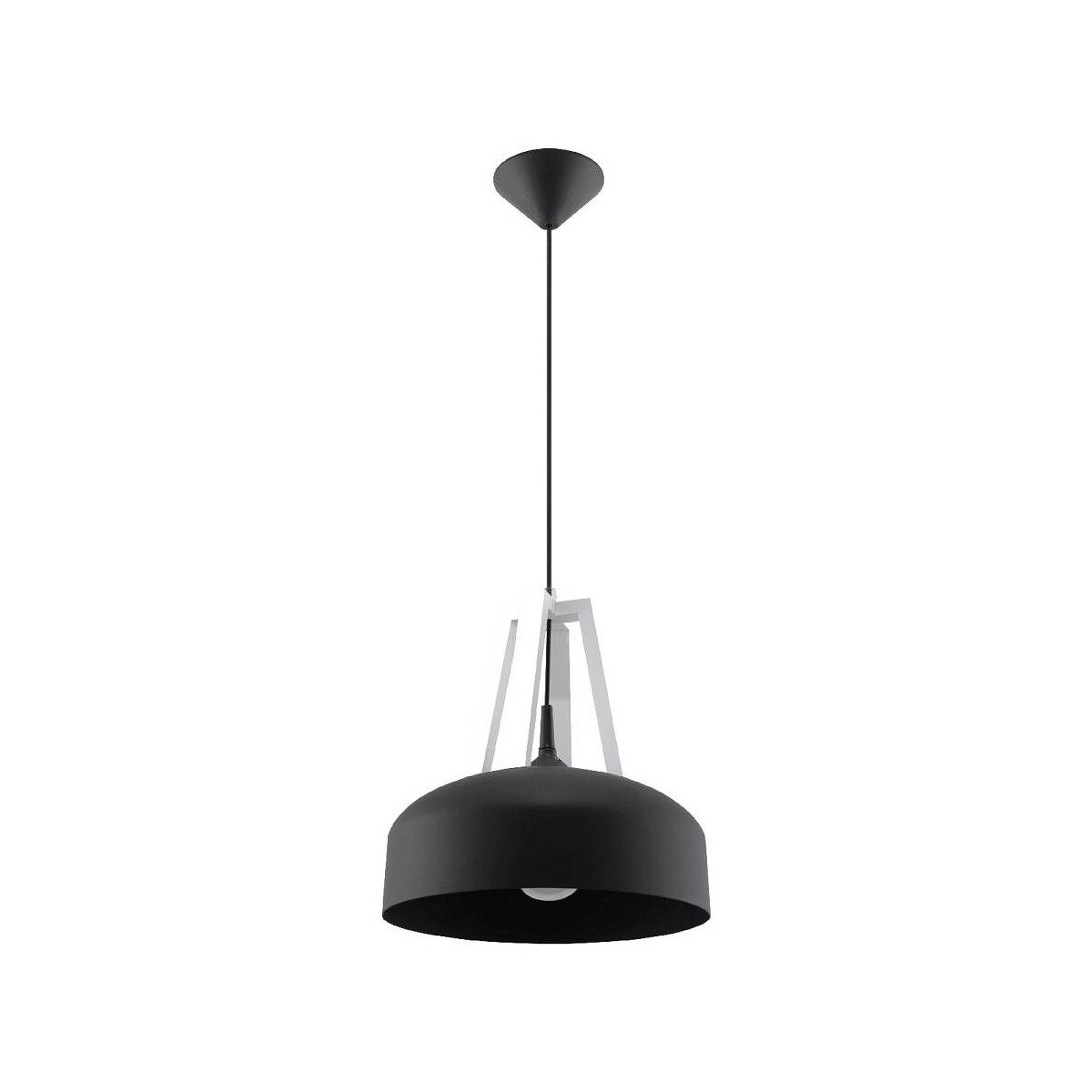 Casco Pendelleuchte Metallschirm schwarz Holz weiß E27