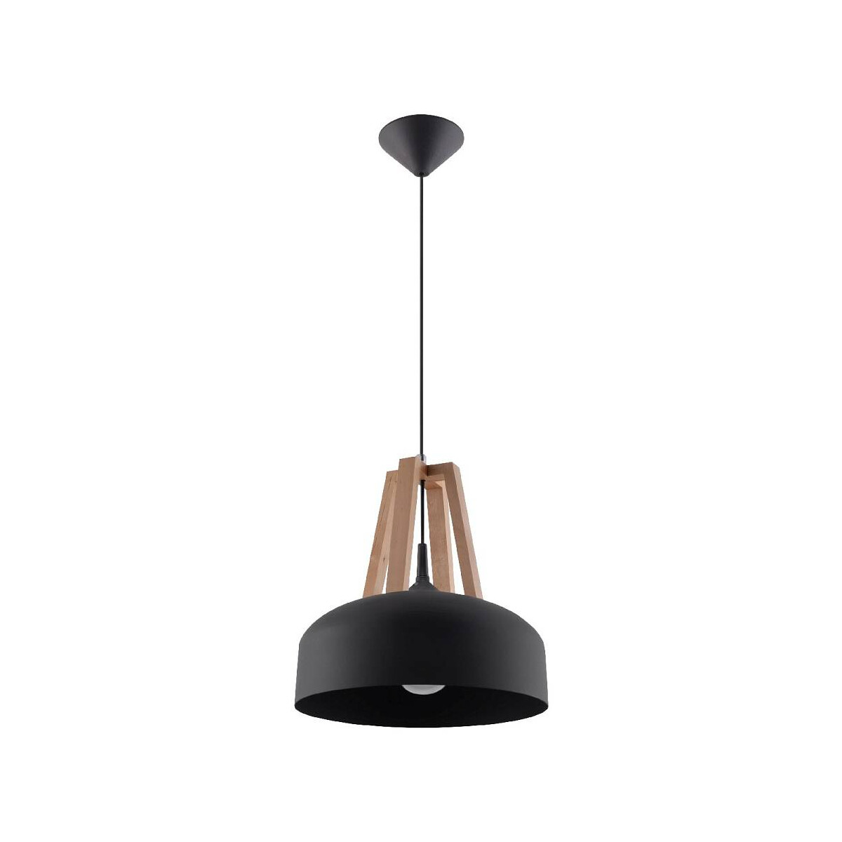 Casco Pendelleuchte Metallschirm schwarz Holz natur E27