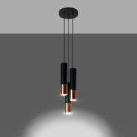 Sollux SL.0949 Pendelleuchte LOOPEZ 3P schwarz/Kupfer 3