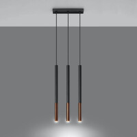 Sollux SL.0889 Pendelleuchte MOZAICA 3L schwarz/Kupfer 3