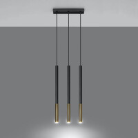 Sollux SL.0892 Pendelleuchte MOZAICA 3L schwarz/Gold 3