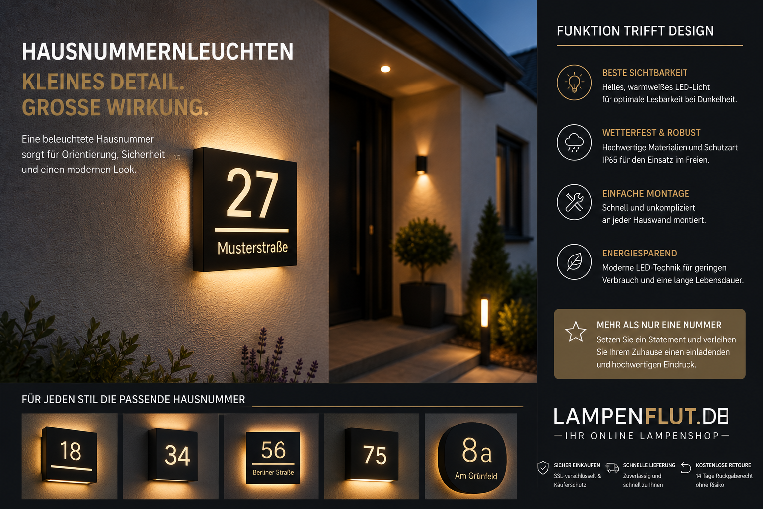 Beleuchtung für Hausnummern